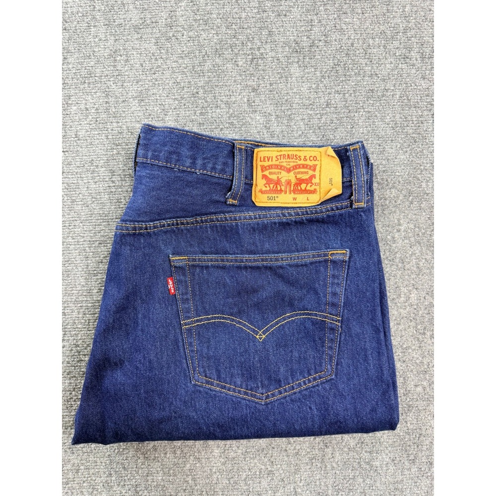 Levi's 501 Original Fit Mens Jeans 44x36 Dark Wash Blue Denim Button Fly